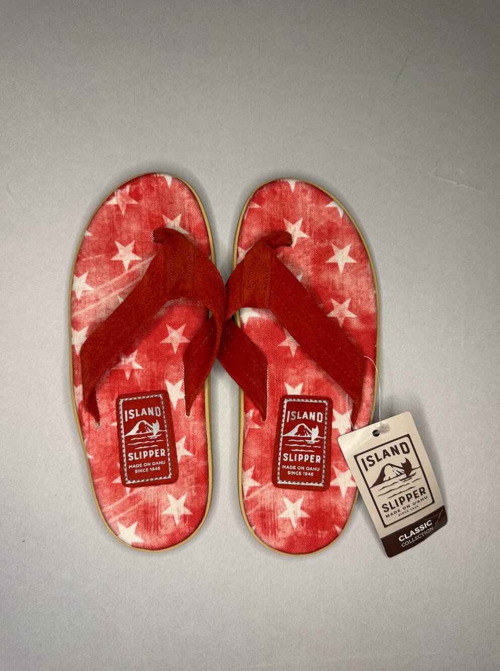 Island Slipper Flip Flops (Red Star Pattern)